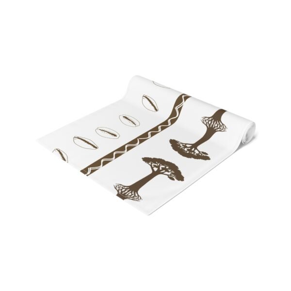 Nkwa Ba – “The Root of Wealth” Table Runner | Afrocentric Wellness Decor by Chef Nataki, Baobab & Cowrie Print, Cultural Dining Textile for Holistic Living - Image 3
