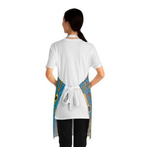 Blue & Ghana Gold Elegance Cooking Apron, andm Apron with Pockets – Afrocentric Kitchen Apron, Functional Chef Wear, Cultural Cooking Gift