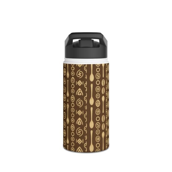 Wɔwɔ Sika – “The Golden Worth” Stainless Steel Water Bottle | Afrocentric Wellness Bottle with Wooden Spoon & Gold Weight Symbolism, Cultural Hydration for Conscious Living - Image 2
