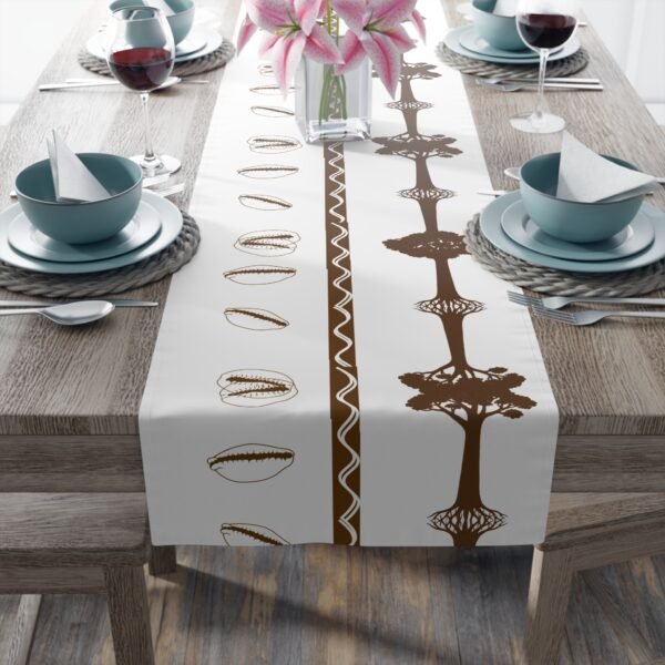 Nkwa Ba – “The Root of Wealth” Table Runner | Afrocentric Wellness Decor by Chef Nataki, Baobab & Cowrie Print, Cultural Dining Textile for Holistic Living - Image 16