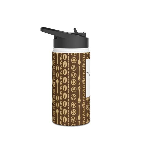 Wɔwɔ Sika – “The Golden Worth” Stainless Steel Water Bottle | Afrocentric Wellness Bottle with Wooden Spoon & Gold Weight Symbolism, Cultural Hydration for Conscious Living - Image 3