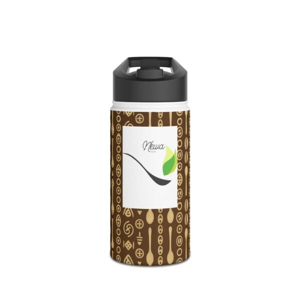 Wɔwɔ Sika – “The Golden Worth” Stainless Steel Water Bottle | Afrocentric Wellness Bottle with Wooden Spoon & Gold Weight Symbolism, Cultural Hydration for Conscious Living