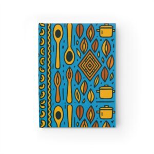 Blue & Ghana Gold Elegance Lined Journal – African Print Journal, Recipe Keeper, Culinary Reflection Book, Handmade Notebook, Unique Gift for Chefs & Creatives