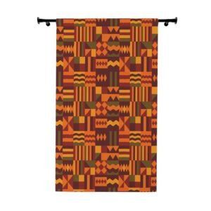 Nsoromma Akwantuo Star Traveler’s Path Curtains – African Kente-Inspired Home Decor