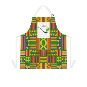 Chef Ama’s Ntonto Nkabom Unity Apron – Kente-Inspired Cultural Cooking Wear, Afrocentric Kitchen Gift, Symbolic Apron for Home Chefs & Hosts